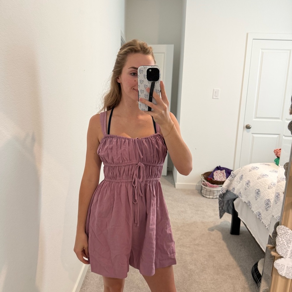 NWT MUSTARD SEED Small Mauve Smocked Waist Sundress Romper